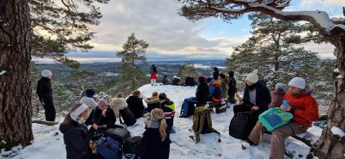 En velfortjent pause på toppen som er 175 moh